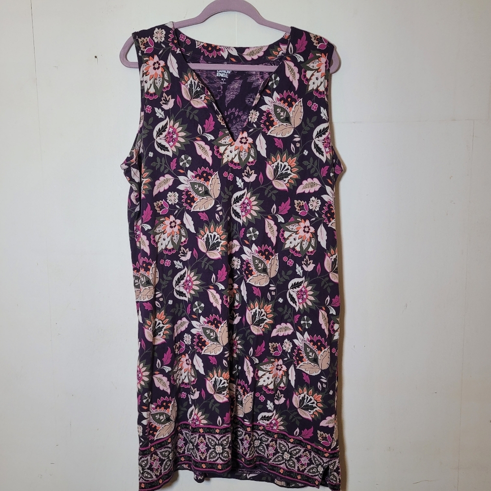 Lands' End Multicolor Floral Sleeveless Swim Cover Up Size XL/P 18